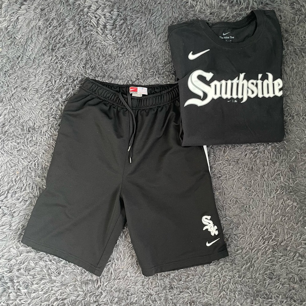 Men Size Large Nike Chicago White Sox Southside Shorts T-Shirt Bundle MLB